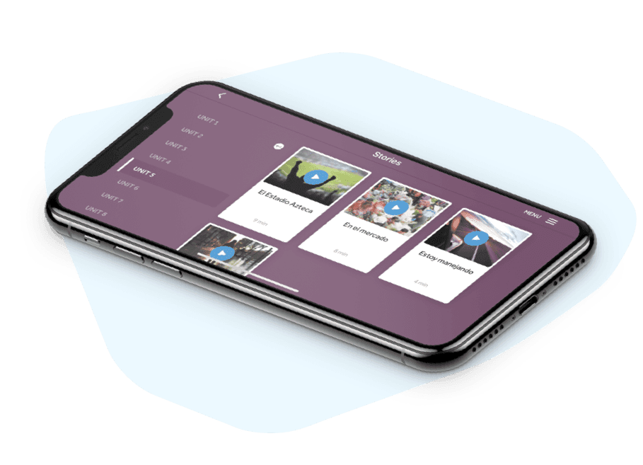 Device showing the Rosetta Stone app.